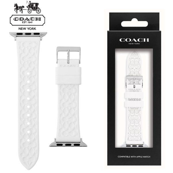 COACH コーチ Apple Watch アップルウォッチ 14700050 バンド ベルト シリコン ラバー ホワイト Cマーク ロゴ シグネチャー 38mm 40mm 41mm