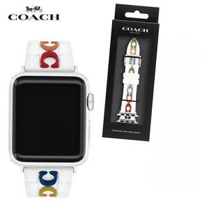 COACH コーチ Apple Watch アップルウォッチ ホワイト マルチカラー C 14700099 シグネチャー シリコン ラバー ストラップ 38mm 40mm 41mm