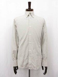  super-beauty goods [ fly FRAY] cotton material button down check pattern long sleeve shirt ( men's ) size37 gray ju series × white made in Italy #31MK3162#