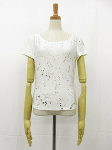 ヴィンテージ 99S 超美品【CHANEL シャネル】P13561V07752 ペイント柄 半袖カットソー Tシャツ(レディース)38 ホワイト系 仏製■17LT4991■