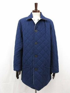 超美品【ラベンハム LAVENHAM】L'ECHOPPE別注 LV60112 608 英国製 リバーシブル キルティングジャケット コート(メンズ)L 紺×白■17HR3621