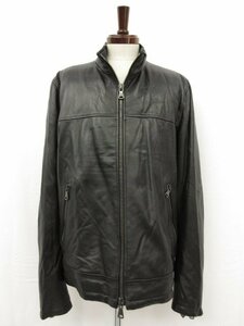 ほぼ未使用【オルチアーニ ORCIANI】ダウン入り レザーシングルライダースジャケット ブルゾン (メンズ) size56 黒 伊製■17HR3643■