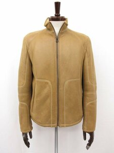  beautiful goods [ Hugo Boss HUGO BOSS] orange tag top class mouton leather blouson jacket ( men's ) size48 Camel brown group #17HR3644#