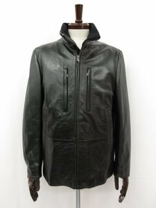  unused [ Hugo Boss HUGO BOSS] with cotton stand-up collar ram leather blouson jacket ( men's ) size46 black #17MB3401#