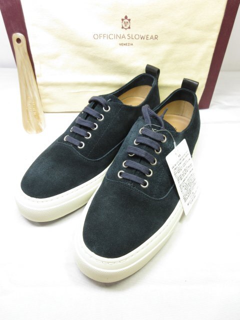 定価63.800円 未使用【OFFICINA SLOWEAR スローウエア】 130206 SW442 850 スエード スニーカー 靴 (メンズ) size43 ネイビー■30SLZ126■