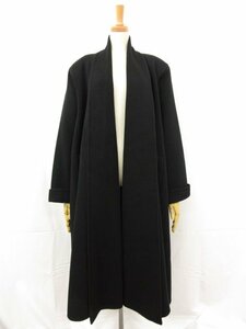 超美品【ヘルノ HERNO】カシミア100％ 極上の肉厚生地 マキシ丈 ショールカラーコート (レディース) size42 ブラック 伊製■17HR3668■