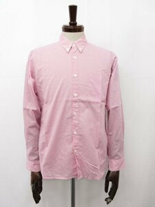  super-beauty goods [MARGARET HOWELL Margaret Howell ] button down silver chewing gum check long sleeve shirt ( men's ) S pink series 579-250026 #10MK3171
