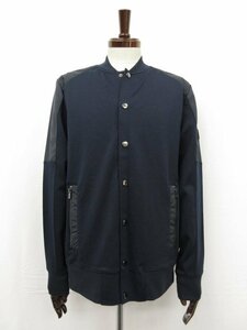  ultimate beautiful goods [ Hugo Boss HUGO BOSS] switch design jersey - blouson jacket ( men's ) sizeL.... navy series #17MB3407#