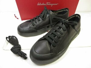 極美品 【サルヴァトーレフェラガモ Salvatore Ferragamo】 レザー スニーカー シューズ 紳士靴 (メンズ) size8 ブラック ■30MZA5413■