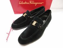 美品 【サルヴァトーレフェラガモ Salvatore Ferragamo】 スエードレザー スリッポン ローファー 靴 (メンズ) size7.5EE 黒 ■30MZA5433■_画像1