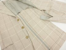 超美品【LIVERANO & LIVERANO リベラーノ&リベラーノ】麻100％ 3ボタン ヘリンボーン×格子柄ジャケット(メンズ)44 茶系 伊製■17HR3612■_画像7