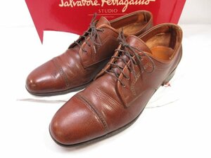 【サルヴァトーレフェラガモ Salvatore Ferragamo】 レザー パンチドキャップトゥ シューズ 靴 (メンズ) size8D ブラウン ■30MZA5432■