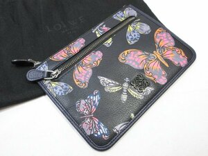  не использовался [ Loewe LOEWE] Limited Edition бабочка . бабочка рисунок общий рисунок кожа сумка бардачок ( женский ) темно-синий × розовый #7ME6749#