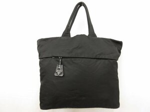 【プラダ PRADA】 BR4490 ロゴプレート ナイロン リバースブル トートバッグ 2WAYショルダーバッグ (レディース) ブラック ■5LG2882■