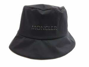 未使用 【モンクレール MONCLER】 I20913B00004 539HW ロゴ入り バケットハット 帽子 (メンズ) sizeM ブラック 伊製 ■10ME6809■