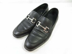 美品 【サルヴァトーレフェラガモ Salvatore Ferragamo】 レザー ガンチーニローファー スリッポン 靴 (メンズ) size7EE 黒 ■30MZA5561■