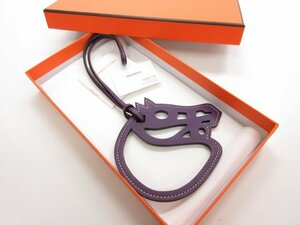 極美品 【エルメス HERMES】 パドック シュバル 馬 ホース レザー デカバッグチャーム (レディース) 濃いパープル系 仏製 ■7ME6831■