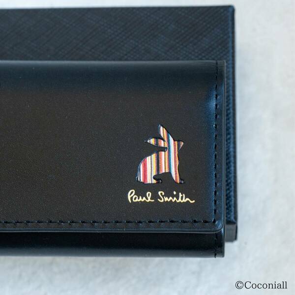 ■新品■未使用■ Paul Smith ポールスミス マーケトリーストライプラビット キーケース ブラック