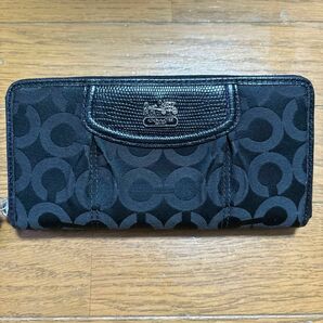 COACH コーチ 長財布 シグネチャー ラウンドファスナー　ブラック