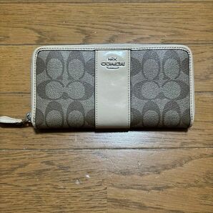 訳あり　COACH コーチ 長財布 シグネチャー ラウンドファスナー長財布