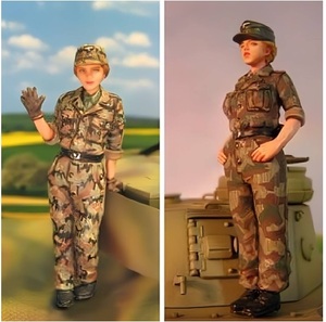 女性 自衛官 2名 ■ ミリタリー ミニチュア 女性兵士 2体 1/35スケール 軍服 女性兵 ■ ジオラマ レジン 樹脂 軍人 未塗装 未組立 H207