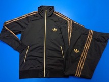 13789■美品 adidas originals アディダス オリジナルス ジャージ 上下 セット セットアップ ヒョウ柄 豹 レオパード 黒 サイズ O_画像1