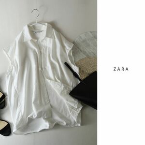 ザラ ZARA☆コットン100% 洗える フレンチスリーブ シャツ Sサイズ☆E-M 1904