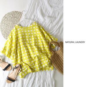  Natural Laundry NATURAL LAUNDRY*... хлопок 100% принт рисунок задний кнопка блуза 2 размер сделано в Японии *M-S 2193