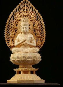 珍品 至極の木工!仏教美術 精密彫刻 鎮宅辟邪 仏像 手彫り 木彫仏像 大日如来座像★ 高さ約28cm
