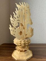 美品★精密彫刻 不動明王 木彫 仏像　不動明王座像　檜木 高約28cm_画像4