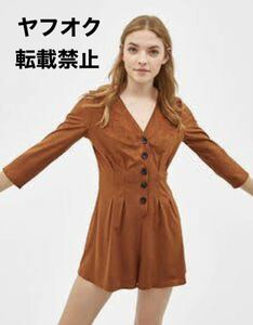 Bershka ベルシュカ スエード風ショート丈ジャンプスーツ オールインワン　