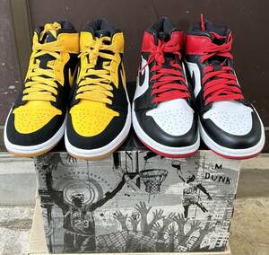 ★美品★ NIKE ナイキ JORDAN OLD LOVE NEW LOVE / 316132-991【2足セット】ブラックイエロー / ブラックレッド