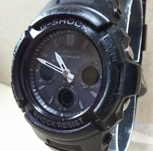 CASIO G-SHOCK AWG-M100B radio wave solar hole teji wristwatch men's black . rotation liquid crystal 