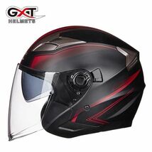 1円 高品質艶消しブラック赤 GXT708ダブルシールドヘルメット 用おしゃれ 春秋用ジェットヘルメットPSCマーク付き サイズM-XL選択可能_画像1