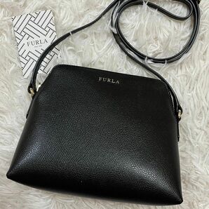 極美品 未使用級 FURLA フルラ ボエム ショルダーバッグ 斜め掛け サフィアーノレザー レディース ブラック 黒色