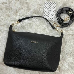 極美品 未使用級 FURLA フルラ ソフィー 2way ショルダーバッグ ハンドバッグ 斜めがけ レザー ブラック 黒色 