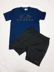 OAKLEY オークリー Tシャツ ジャージ size M ブルー ネイビー ハーフパンツ ジャージ 442364JP size M ブラック 上下セット 美品