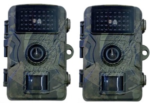 2台セット 防犯カメラ トレイルカメラ 赤外線 駐車場 畑 空き地 フルHD 防水 配線不要 | a02-11