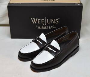 G.H BASS bus standard Be flow ru Loafer LARSONla-son dark brown × white combination leather sole US7 24.5-25cm corresponding unused goods 