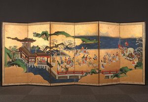 [..]sh7367 половина . золотой земля .. Tang прекрасный человек map ширма Edo времена средний период ... Tang утро .... армия человек политика дом China .