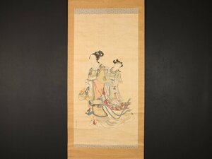 Art hand Auction [Kopie] [Provenienz] sh9950 [Wang Dingfu] Großformatiges chinesisches Gemälde „Zwei Schönheiten der Tang-Dynastie, Malerei, Japanische Malerei, Person, Bodhisattva