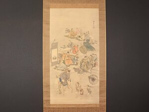 Art hand Auction [Copy][Transferred] sh7429(Kishikoma)Large frame, Eight Immortals Drinking, Founder of the Kishi school, Late Edo period, Ishikawa, Chinese painting, Painting, Japanese painting, person, Bodhisattva