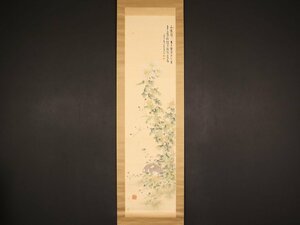 Art hand Auction [Copie] [Provenance] ik1442(Kawabe Seiran)Deux cailles en automne en banlieue, boîte incluse, double boîte, étudié par Hashimoto Seiko, peintre lettré, femme peintre, depuis Ōsaka, Peinture, Peinture japonaise, Fleurs et oiseaux, Faune