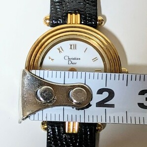 美品 Christian Dior クリスチャンディオール 3062 GP×純正革ベルト ホワイト文字盤 レディース クオーツ 腕時計 電池交換済 稼働品の画像10
