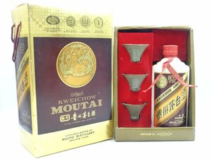 【珍品】貴州芽台酒 MOUTAI マオタイ酒 茶ラベル 1985-1986 500ml 53% 940g 箱入 酒器付 P005009