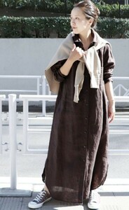  regular price 23100 jpy *Plage* big Silhouette *linen shirt dress 