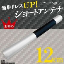 ショートアンテナ 12cm カーボン仕様 ホンダ CR-V ルーフアンテナ車 汎用 車 銀 シルバー HONDA パーツ 外装 受信 簡単取り付け ナビ_画像1