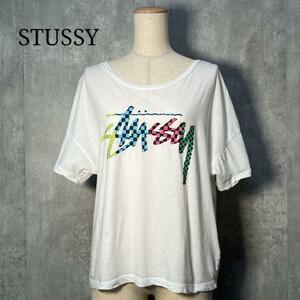 STUSSY ステューシー マルチカラーストックロゴ ドロップショルダーTシャツ