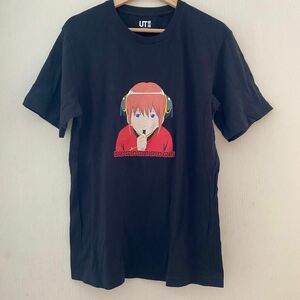 【UNIQLO】 Tシャツ ブラック 半袖 プリントTシャツ アニメ　銀魂　神楽