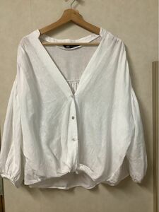 ZARA リネン長袖ブラウス